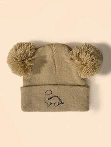 1pc Plush Dinosaur Embroidered Knit Hat, Y2K Style Children Outdoor Casual Versatile Winter Beanie, Suitable For Daily Wear - Knitted Hat - View 29