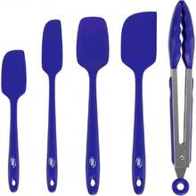 Silicone Spatula Set, 4 Rubber Spatulas 600°F Heat Resistant, Nonstick Seamless Design With Stainless Steel Core, Dishwasher , , Bonus Tongs Included,23692318 - 藍色 - 查看 2
