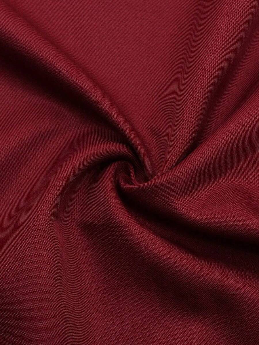 1pc Burgundy Polyester Twill Fabric, General Home DIY Pre-Cut Cloth - Burgundy - View 1
