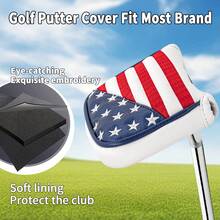 1pc USA Embroidery Golf Club Putter Cover Durable PU Leather Super Soft Embroidered - Multicolor - View 6