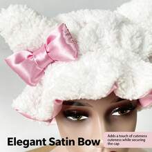 2 Choose Update Kitte Ear Christmas White Teddy Satin-Lined Bonnet - Soft Fleece & Satin Lining With Detail For Cozy Comfort & Frizz-Free Hair Care - 白色 - 查看 2