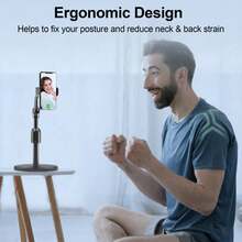 1PC Adjustable And Rotating Waterproof ABS Phone Holder For Desk,Adjustable Height,360 Degree Rotation Mobile Holder, Office Desk Accessories, Phone Stand For Video Recording And Live Streaming, Ergonomic Phone Holder