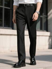 Herren atmungsaktive, weiche gerade geschnittene Business Lässig Hosen, schmale Anzughose, locker und schlicht