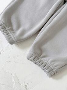 2件套男婴保暖加厚长袖圆领卫衣长裤套装，适合秋冬季穿着 - 深灰色 - 查看 11