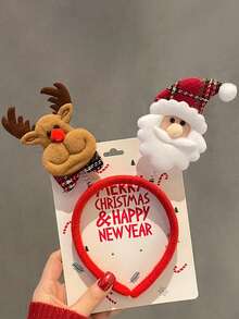 1 pieza Diadema navideña para mujeres y niñas con diseño de Papá Noel barbudo, diadema roja adorable de Navidad, decoraciones de diadema navideña, diademas navideñas con diferentes diseños para fiestas navideñas de niños, mujeres y hombres, regalos y decoraciones navideñas para fiestas y decoración de invierno