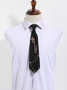 1pc Unisex Fashion Casual Versatile Lion/Pegasus/Faux Crystal Cross Decor Clip-On Tie, Suitable For Shirts, Banquets, Parties - Multicolor - View 9