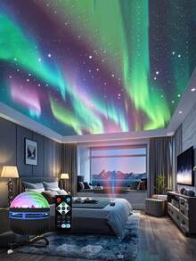 LED Northern Lights Projection Night Light - USB Powered, ABS Plastic Material, For Galaxy Star Lamp, With Remote Control, Northern Lights Effect, Suitable For Bedroom, Living Room, Office Decor, Ideal For Christmas, Birthday Party, Home Theater - Ambient Lighting, Cozy Atmosphere, Celestial Design, High-Quality Projection, Decorative Lighting, Event Planner - Multi-color light - View 7