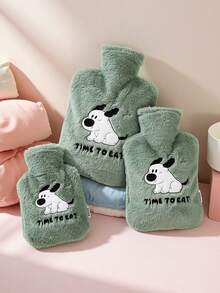 1pc绿色卡通热水袋充水加厚防爆暖水袋注水热敷学生暖胃暖床暖脚暖手宝 - 彩色 - 查看 8