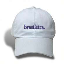 Unisex Dad Hat In 100% Cotton Twill, Brazilian Custom Curved Brim. - White Embroidered Navy Blue - View 6