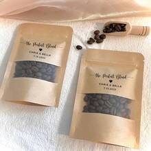 30/50pcs Wedding Coffee Gift Bags (Coffee Beans Not Included), Customized Coffee Bags, Wedding Party Favors, Resealable Bags For Coffee, Chocolate Beans Storage - màu nâu - Xem 3