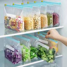 20/12/7pcs Self-Sealing, Transparent, Thick Reusable Sealing Bags, Airtight Fridge Food Bags, Leak-Proof, Suitable For Nuts, Grains, Vegetables, Pasta, Fruits And Snacks, Kitchen Storage Bags, Food Bags, Vacuum Storage Boxes, Refrigerator Storage Bags, Transparent Gift Bags, Resealable, Suitable For Categorizing And Storing Food In The Kitchen - Clear - View 2