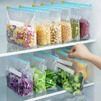20/12/7pcs Self-Sealing, Transparent, Thick Reusable Sealing Bags, Airtight Fridge Food Bags, Leak-Proof, Suitable For Nuts, Grains, Vegetables, Pasta, Fruits And Snacks, Kitchen Storage Bags, Food Bags, Vacuum Storage Boxes, Refrigerator Storage Bags, Transparent Gift Bags, Resealable, Suitable For Categorizing And Storing Food In The Kitchen