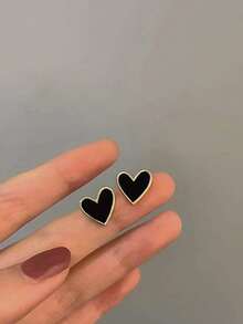1 Pair Heart Shaped Stud Earrings For Women – Cute And Comfortable Daily Wear Jewelry, Perfect Gift For Valentine's Day, Mom, Mother's Day, And Special Occasions - 彩色 - 查看 2