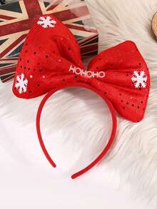 1pc Christmas Decoration Bow Headband Party Party Party Christmas Day Snowflake Bow Headband Headwear, Suitable For Christmas And Party Activities