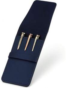 TheAntiq, Portalápices de cuero estuche genuino para 3 bolígrafos con solapa, estuche de cuero marrón para bolígrafos estilográficos, de punta redonda y de rollerball (3 bolígrafos, negro) - azul - Ver 8
