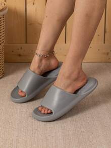 Pink Massage Slippers, Soft & Comfortable, Arch Support, EVA Material, Slide Sandals For Women, Summer - Grey - View 2