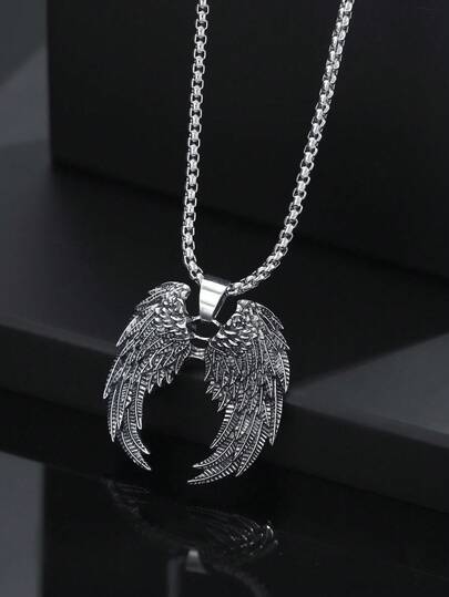 قلادة على شكل جناح ملاك على الطراز الأوروبي والأمريكي الكلاسيكي العصري، قطعة واحدة، مناسبة للارتداء اليومي للرجال