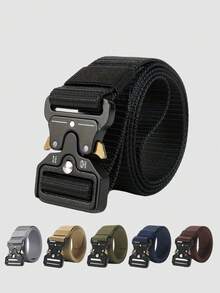 1条战术腰带，带快拆塑料扣 - 高品质涤纶纤维可调节腰带，适合户外狩猎、战斗生存 - 多功能实用腰带，适合青少年男孩（10-18岁） - 彩色 - 查看 1