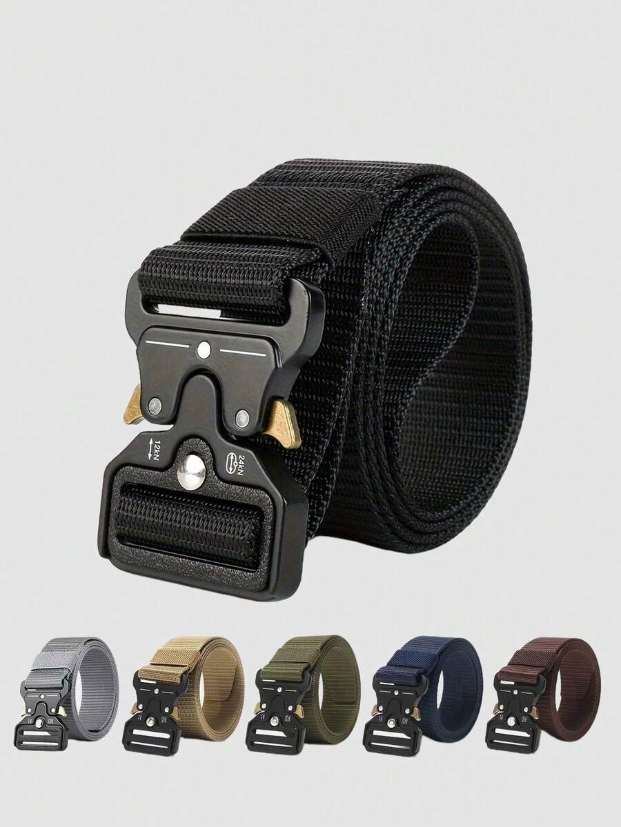 1条战术腰带，带快拆塑料扣 - 高品质涤纶纤维可调节腰带，适合户外狩猎、战斗生存 - 多功能实用腰带，适合青少年男孩（10-18岁） - 彩色 - 查看 1