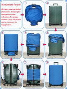 1件 300g/M² 加厚動物印花行李箱套，適用於商務旅行、度假、觀光、託運行李和返校旅行。適合20-28英吋行李箱。行李箱套/防塵套，旅行度假必需品。 - 藍色 - 查看 5