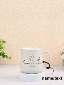 1pc Personalized Coffee Mug, Customized Name Ceramic Cup, 380ml/12oz Plastic Tumbler, Personalized Anniversary Gift, Suitable For Family, Women, Men, Holiday Gift, Mildew Resistant, Reusable, Elegant, Cute, Modern, Minimalist Design - Multicolor - View 3
