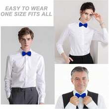 Men's Bow Ties Solid Color Pre-Tied Bow Tie Satin Formal Tuxedo Bowtie Adjustable Neck Bowtie For Men Wedding Party - Xanh đậm - Xem 5