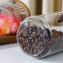 Cloud Bead No.1 Small Glass Storage Jar With Airtight Lid, Coffee Container With Wooden Lid, Glass Canister For Storing Beans, Rice, Sugar - Multicolor - View 9