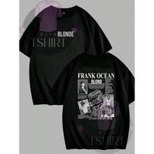 Blond Frank Ocean Aesthetic Vintage T-Shirt Blouse Unisex Men Women 100% Cotton Top Premium Streetwear New Arrival Fast Shipping Various Colors!! Plus Size - 黑色 - 查看 1