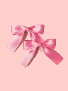 2pcs/Set Pet Bowknot Hair Clips, Cute Cat/Dog Side & Top Clips Hair Accessories - Hot Pink - View 5