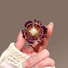 1pcs Valentine's Day Gift Enamel Peony Flower Brooch High-End Niche Imitation Pearl Brooch High-End Flower Pin Accessory - Nhiều màu - Xem 7