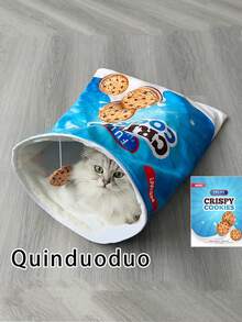 FULED 猫隧道玩具，猫钻袋，猫咪生日礼物，全身带皱纸猫隧道袋（发出声音，声音对猫咪有吸引力，不建议夜间使用）可折叠互动猫钻袋宠物玩具带毛绒球，猫隧道袋，室内猫咪自互动玩具 - 彩色 - 查看 17