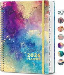 2026 Planner, Weekly And Monthly Calendar Planner Book, January 2026 - December 2026, Hardcover Planner With Monthly Tabs, Notes Pages, Women & Men, A5 (6.4 X 8.5) - Gold - S.起重機 - 查看 8