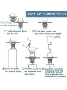 不锈钢厨房水槽皂液器，带瓶身，可盛装液体皂液、乳液和洗涤剂，手动按压泵，适用于浴室 - 彩色 - 查看 6