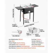 Outdoor Propane Deep Fryer, Dual-Tank 8QTx2 Commercial Fryer, Stainless Steel Cooker With Foldable Platform, Dual Basket, And Heat Adjustment, Floor Standing Fryers For Restaurant Home Snack Bar - 8QTx2 - View 7