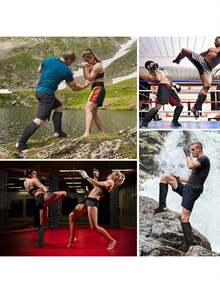 Espinilleras Boxeo para Hombre, Protecciones para Piernas y Empeines, Shin Guards de Padded, Tejido Elástico Cómodo y Transpirable, Espinilleras y Protectores de Empeine para,Muay Thai,Kickboxing - 1 - Ver 4