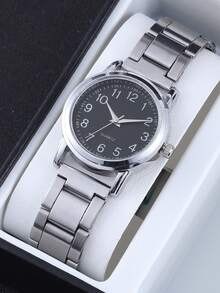 1pc Boys' Silver Alloy Band Casual Round Dial Quartz Watch, Suitable For Daily Life - Silver - View 4