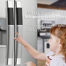 MRKG Refrigerator Door Handle Covers, Washable Without Fading Or Cracking, Keep Your Kitchen Appliance Clean From Smudges, Drips, Food Stains, Oil, 2 Pieces (Black) - Grey/Black - View 4