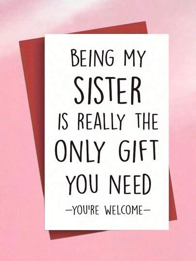 Funny Birthday Card From 1PC Funny And Humorous Card Is Suitable Blessing Card Sister (Random Color Envelope),Back To School,School Supplies