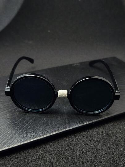 1pc -Inspired Black Thick-Framed Round Vintage Glasses, Retro Style Decorative Fashion Glasses, Round Frame Eyeglasses For Photo Shoot, Party, Stage Performance