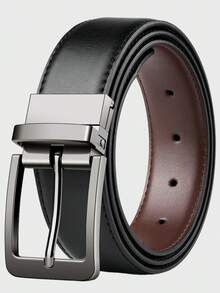 1pc Men's Genuine Leather Belt, Business Buckle Casual Cowhide Double-Sided Waist Belt, Versatile & Authentic Old Money Vintage Autumn/Fall Urban Outfit Classic Christmas Winter Fashion Daily Men Boyfriend Gift - E - View 17