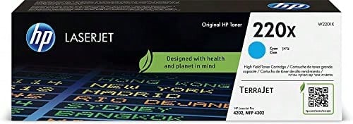Cartuccia toner originale HP 220X W2201X, ciano, 5.500 pagine, per stampanti HP Laserjet Pro 4202, 4302 - nero - Visualizzare 1