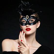 2025 Masquerade Women With Feathers - Venetian Masquerade Ball, Mardi Gras, Prom - 黑色 - 查看 9