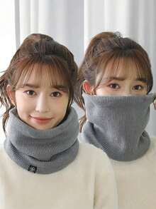 1 件女士针织围巾，带羊毛围脖，防风护耳骑行面罩，男士护颈围巾 - 彩色 - 查看 5