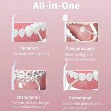 Wireless Electric Water Flosser Set, Comes With 4 Nozzle Heads - 360° Rotating Nozzle,And 3 Cleaning Modes USB Rechargeable, Lithium Battery, Suitable For Daily Teeth And Gum Cleaning, Unisex, Making It A Perfect Holiday Gift. Dental Cleaning Device - Multicolor - View 8