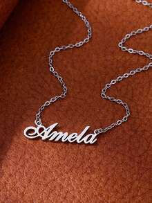 Personalized Name Necklace, Custom Name Pendant Necklace, Customizable English Letters Stainless Steel Personalized Pendant, Elegant Style Jewelry, Stainless Steel Silver, Gold Heart-Shaped Pendant Necklace, Couple Jewelry, Anniversary, Birthday, Wedding Gift, Universal Necklace For Men And Women - Multicolor - View 5