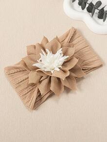 1pc Autumn/Winter New 3D White Flower Bud Baby Headband, Soft Comfortable Jacquard Nylon Infant Headwear, Creative Baby Hair Accessory