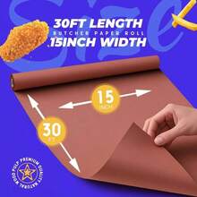 - Rollo de papel de carnicero rosa de 15x 720 pulgadas 60 pies para ahumador, barbacoa, ahumar, carne, sin blanquear, sin recubrir, rosa, 15x 60 pies - rosa + 15" x 30' - Ver 3