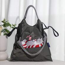 Popular Cross-Border Japanese Style Women's Handbag, Nylon Embroidered Tote Bag, Fashionable Casual Commuting & Shopping Shoulder Bag