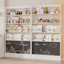 Picture Book Shelf, Display Shelf, Bookcase, Children's Room Bookcase, 4-Tier Storage Shelf + Paintable Black Board, Anti-Tip/Space Saving, Bookcase Behind The Door,