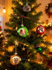 1PC Personalized Heat Transfer Printing Photo Circular Plastic Christmas Hanging Ball, Christmas Tree Decoration Hanging Ball, Pendant, Backpack Pendant, Home Decoration Pendant, Customized Photo Picture, Customized Product - Multicolor - View 7